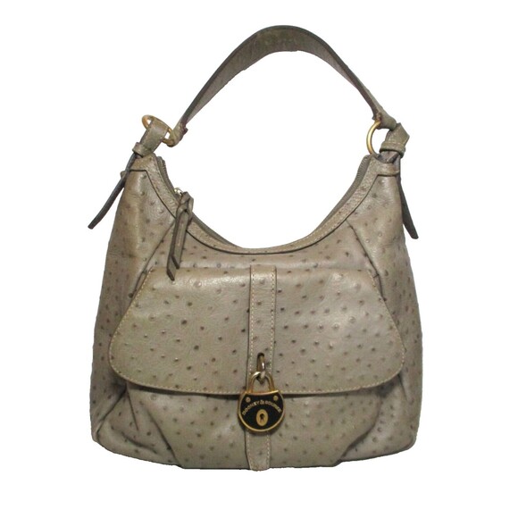 Dooney & Bourke Samba Handbag Purse Hobo Shoulderbag Gray Ostrich Embossed - Picture 1 of 6